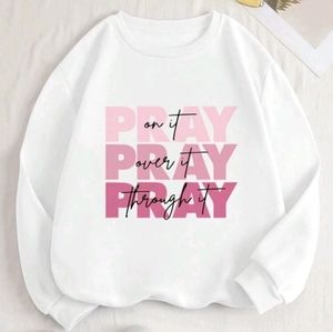 White pray sweatshirt